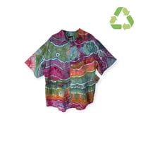 Image 1 of ♻️ UPCYCLED L 100% Linen Men's Shirt in Bright Geode Ice Dye