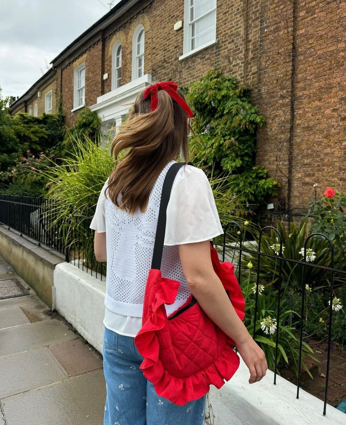 Red Pillow Frill Crossbody Bag 