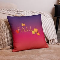 Image 5 of Pillow (Premium w Insert) - Fall Leaves and Pumpkin Sunset