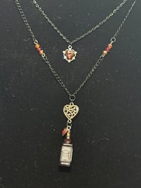 Image 1 of Heart and whiskey Bottle and hearts Charm Necklace