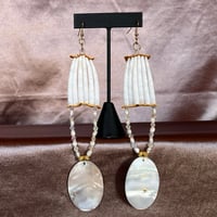 Image 1 of one tier Gold MOP & Pearl Earrings