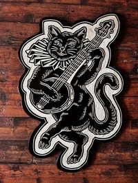 Image 1 of Banjo Cat Woodcut
