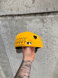 Image 4 of TAXI YELLOW HEAVY HEART ATLANTA BRAVES CUSTOM FITTED CAP