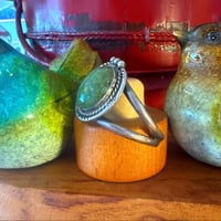 Image 3 of OLD PAWN Vintage Navajo 3 GREEN Boulder Turquoise Sterling Silver CUFF Bracelet