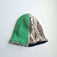 Image 2 of Reworked Reversible Beanie Pink Cosby i x Lime Green Cotton