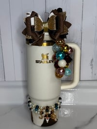 Image 1 of Western Cowprint Tumbler Accessories Set for Stanley with Bow, Bracelet, Bauble & Boot