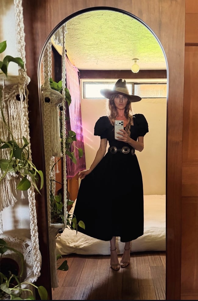 1970s Laura Ashley black off shoulder fit flare dress full skirt bo peep