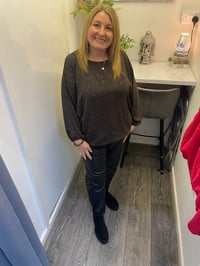 Image 4 of METALLIC GLITTER BATWING BLOUSE