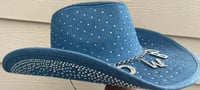 Image 2 of Crystal Blue Denim Cowboy Hat Crystal Cowboy Charm & Chain Band