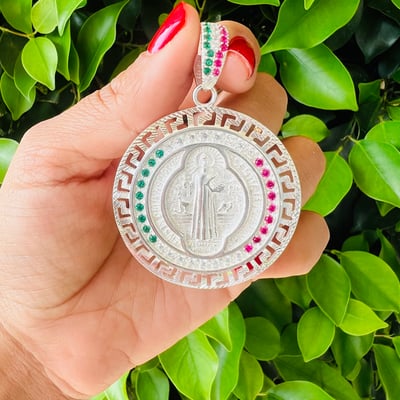 Dije San Benito Tricolor L 925 Plata