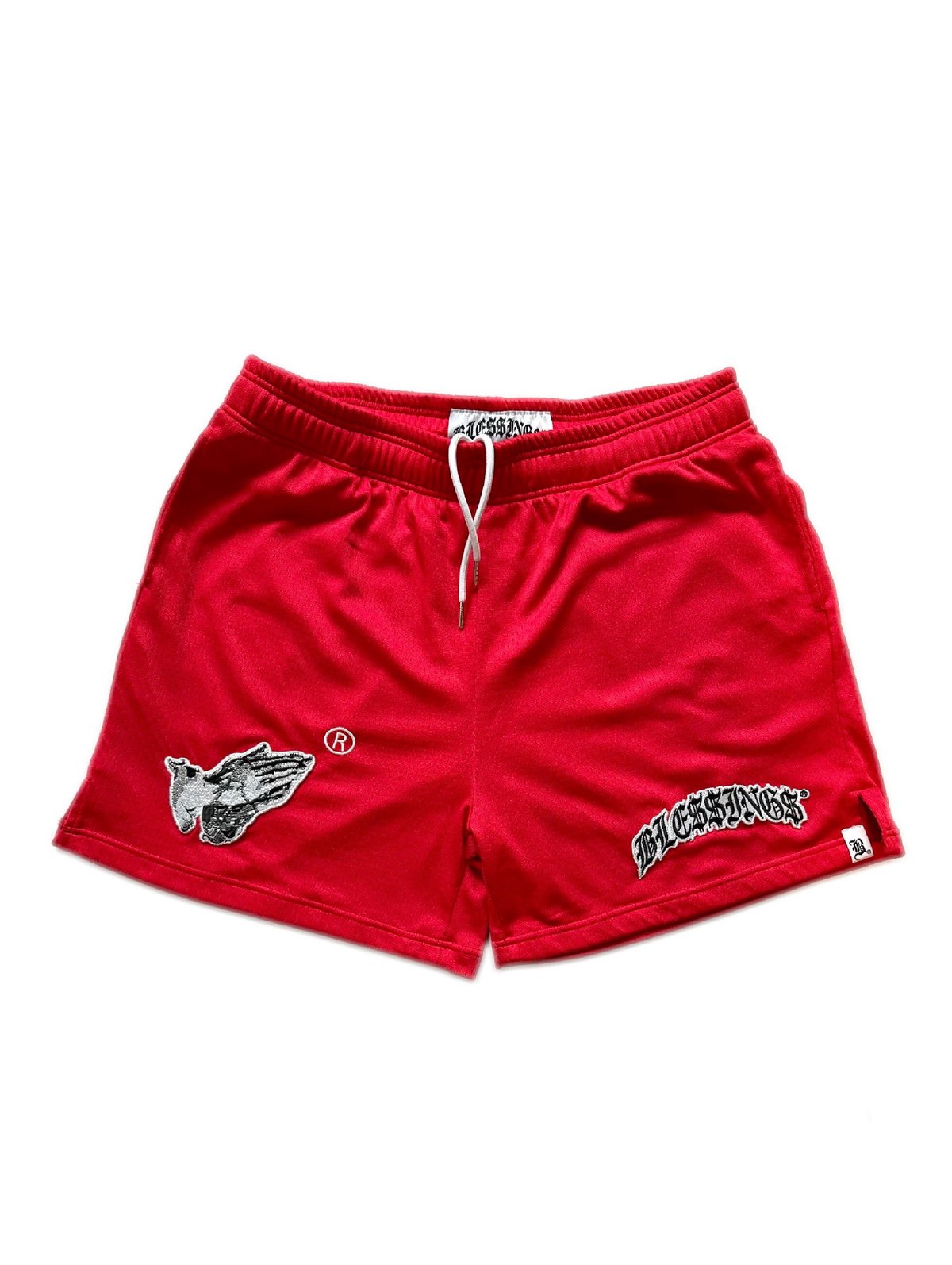 Image of BLE$$ING$®️ 500GSM RED MESH SHORTS 