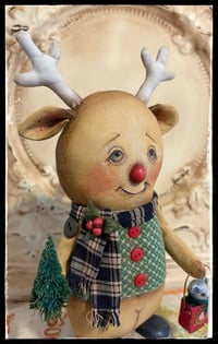 Image 2 of Rudy the Christmas Reindeer Folk Art Doll Creation 