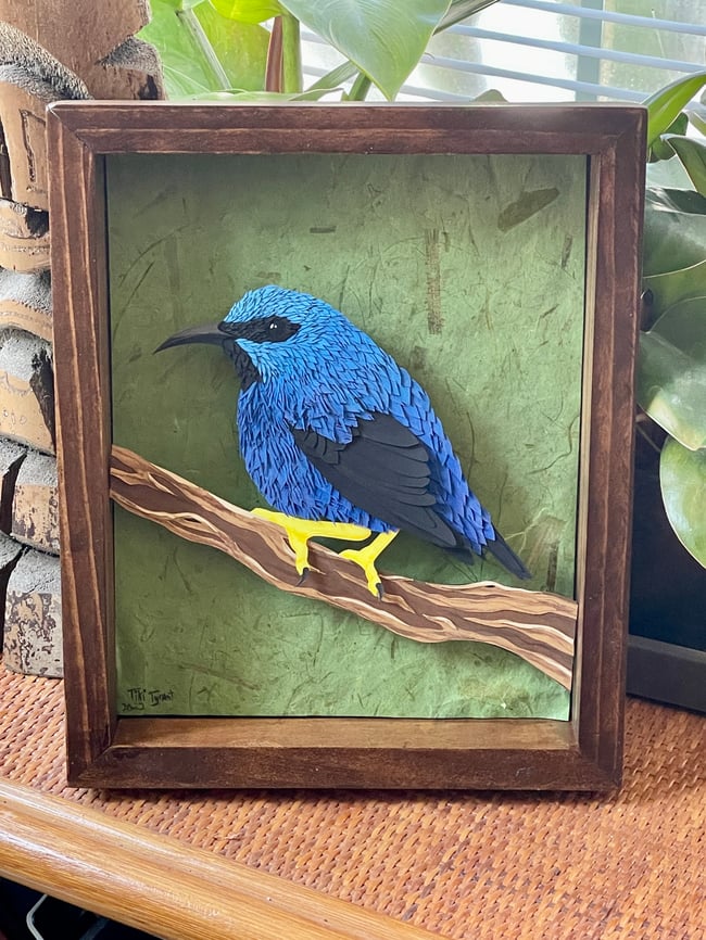 Shining Honeycreeper Paper Sculpture