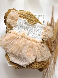 Image 1 of Photo prop | Newborn photoshoot dress | Rosetta | peach | off white