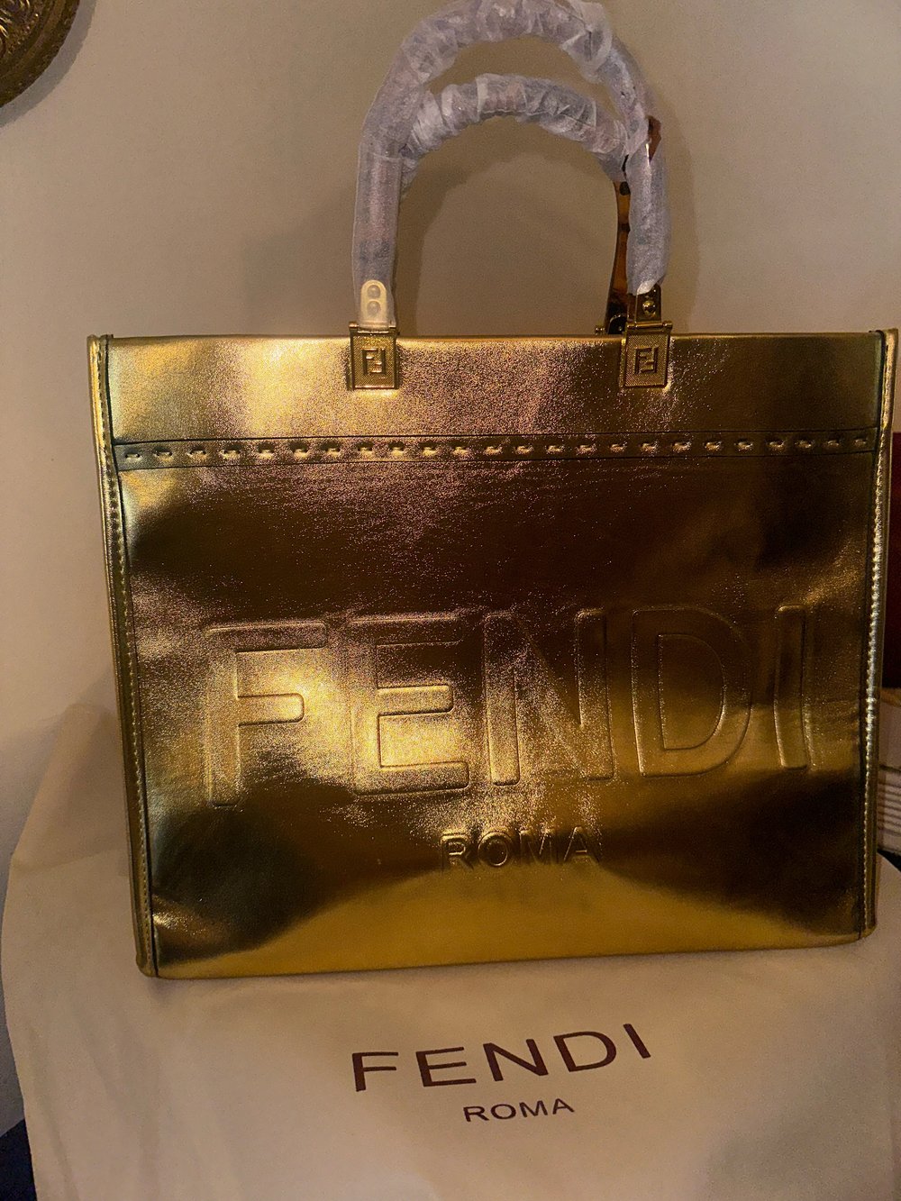 Silver & Gold Meltalic Medium Tote F- ENDI