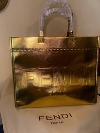 Image 2 of Silver & Gold Meltalic Medium Tote F- ENDI