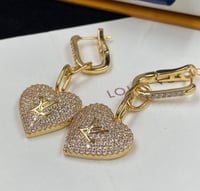 Image 4 of Crystal Heart Dangle Hoop Earrings