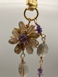 Image 2 of Smoky Amethyst Citrine Dangling Purse Charm | • Grounding • Calming • Abundance