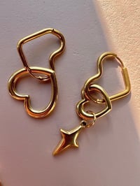 Image 1 of HEART & SPARKLE MISMATCH LINK EARRINGS 