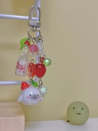 Image 2 of strawberry clay seal keychain 