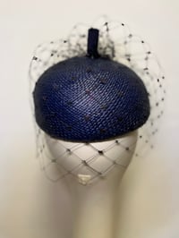 Image 4 of Navy straw beret w veiling