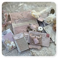 Image 2 of Petite Vintage pink fabric and  lace sewing notions pouch