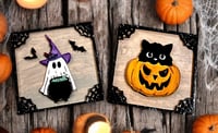 Image 1 of Halloween Pumpkin Cat Sign