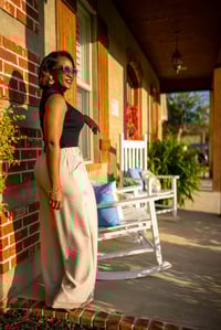 Image 2 of Wide Leg Pants w/Drawstring & Pockets-Tan