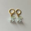 light blue glass flower gold huggie hoop earrings 