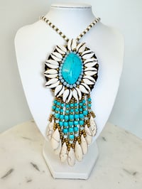 Image 3 of Blue & White Beaded Necklace