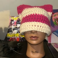 Image 2 of raspberry cheesecake cat beanie