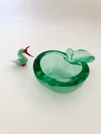 French Crystal Minty Green Apple Ashtray