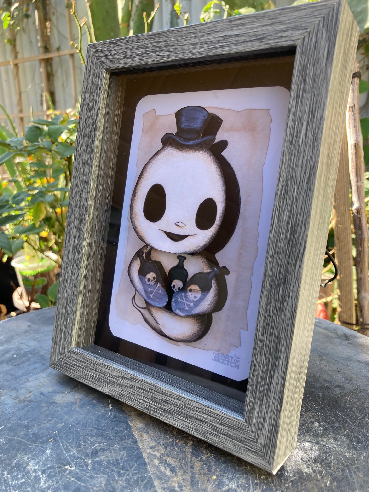Image of “Ghost with the Booze” shadow box