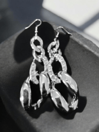 Earrings - silver, chain links