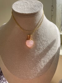 Image 4 of Gold Rose Quartz Heart Crystal Necklace