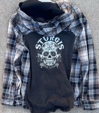 Children's Vintage Black/White Hoodie Flannel Shirt Sturgis