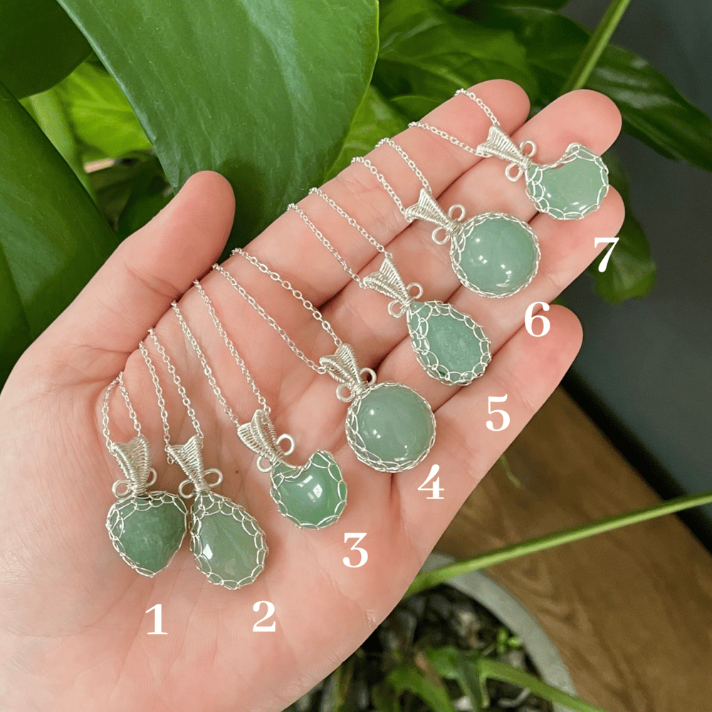 green aventurine crystal necklaces!