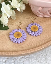 Image 1 of African Daisy Purple Earrings