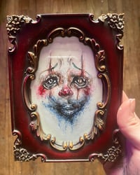 Image 1 of Sad Clown Mixed Media Framed Orignal 