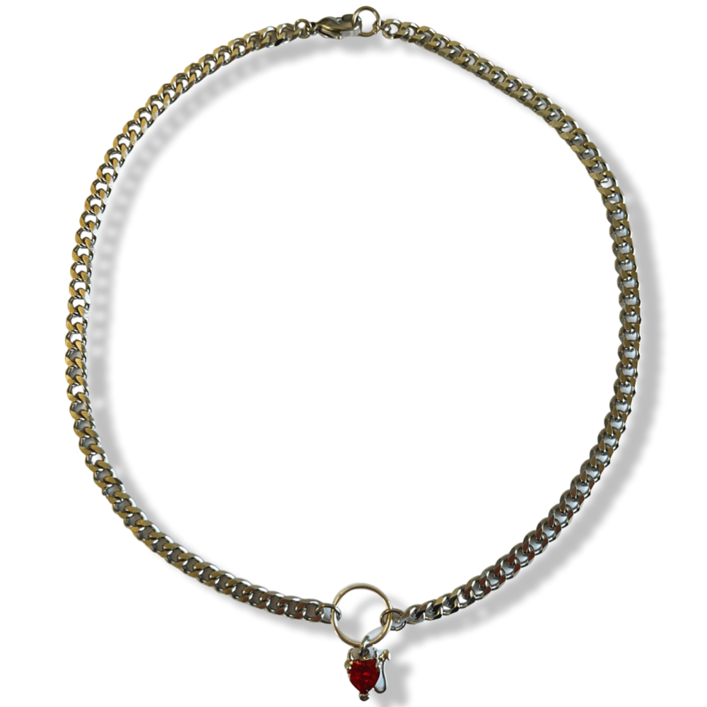 Image of -;- lil devil heart choker -;- (silver or gold)