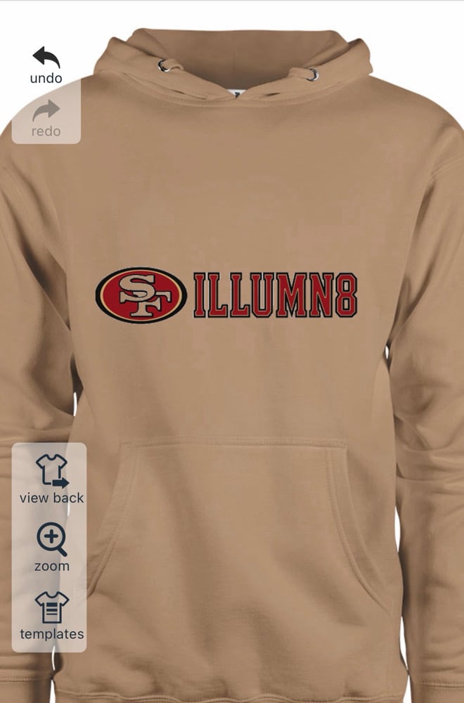 Image of 49ers tan hoodie unisex 