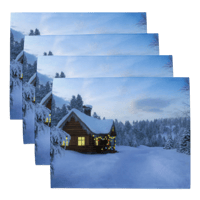 Image 3 of Placemat Set (snow covered cabin)