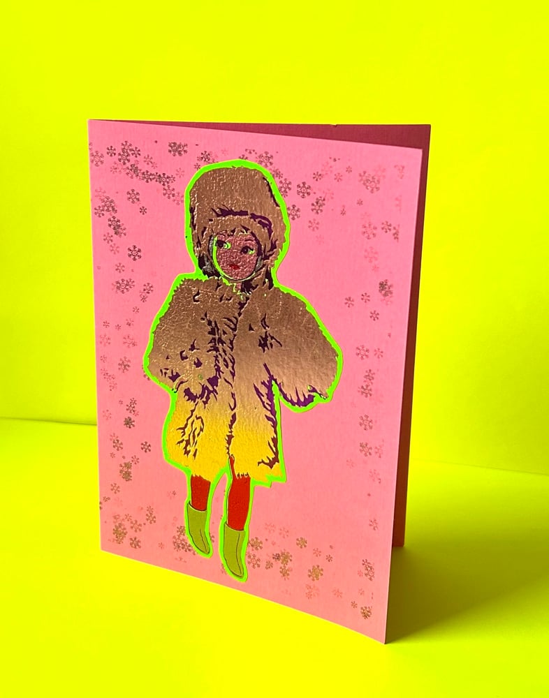 Image of Furry Coat and Boots Sindy card 