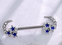 Image 2 of Clear Moon & Stars Nipple Ring