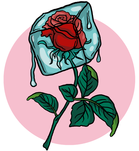 rose in ice