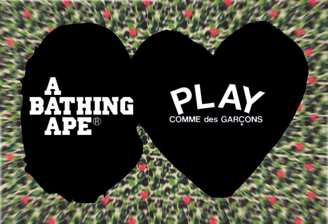 Controle vertraging Kietelen BAPE APE x Comme des Garcons CDG Play Camo Heart T-shirt / Maison-Blanche