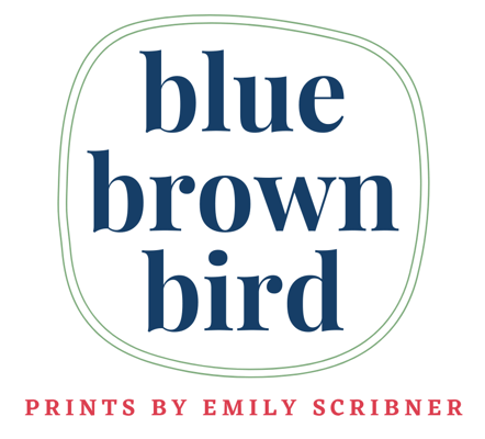 blue brown bird prints Home