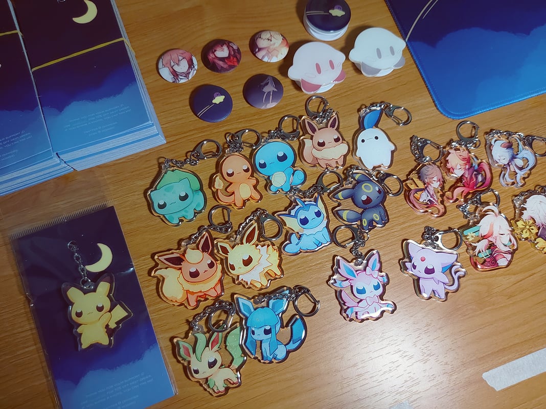 Pokemon Eeveelutions + Pallet Pals Charms (2 inch, Clear Acrylic + Glitter)